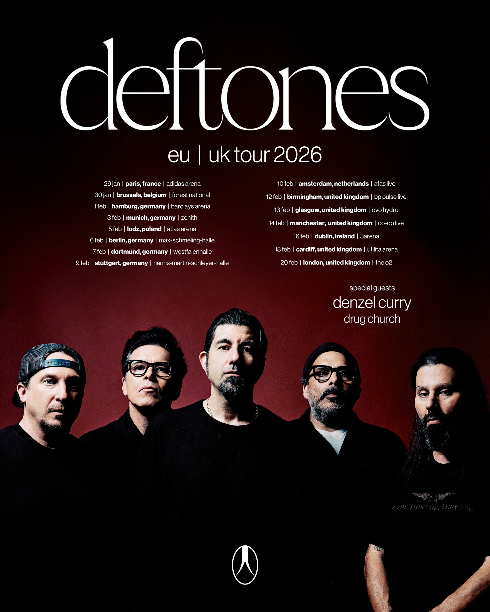 Deftones Europe Tour Poster 2026